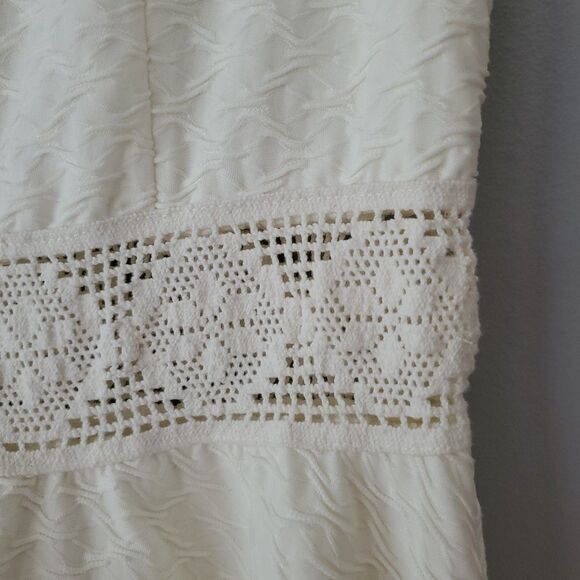 American Rag White Textured Sleeveless Fit Flare Crochet Mini Dress Womens Large - Picture 5 of 9
